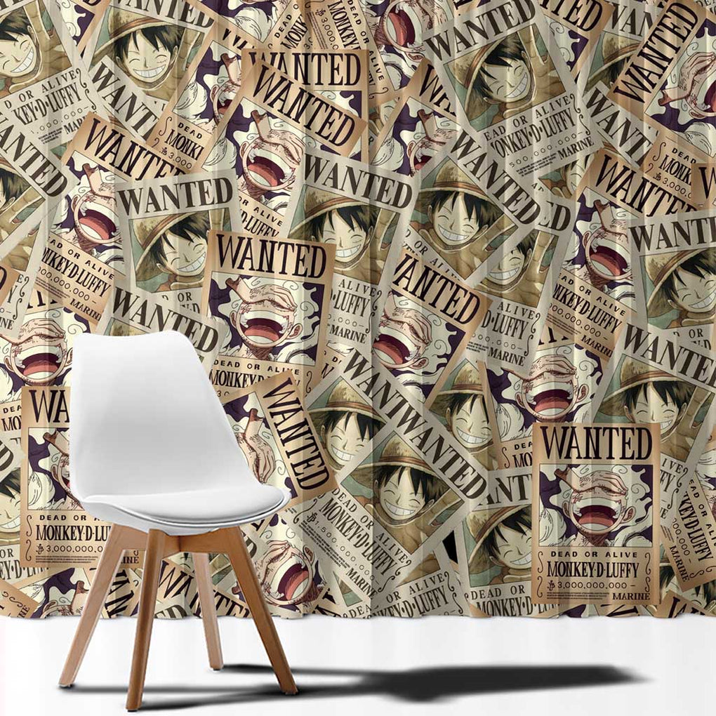 Luffy Wanted - One Piece Window Curtain Anime Style