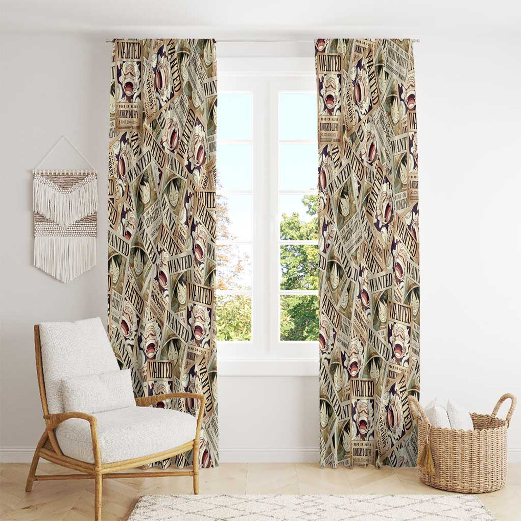 Luffy Wanted - One Piece Window Curtain Anime Style