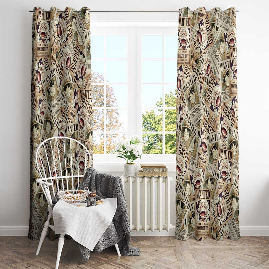 Luffy Wanted - One Piece Window Curtain Anime Style