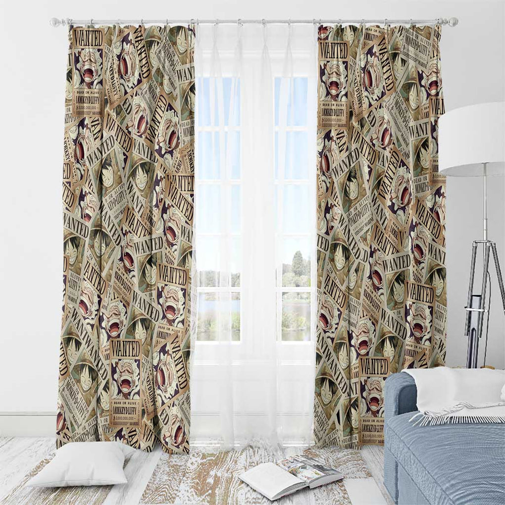 Luffy Wanted - One Piece Window Curtain Anime Style