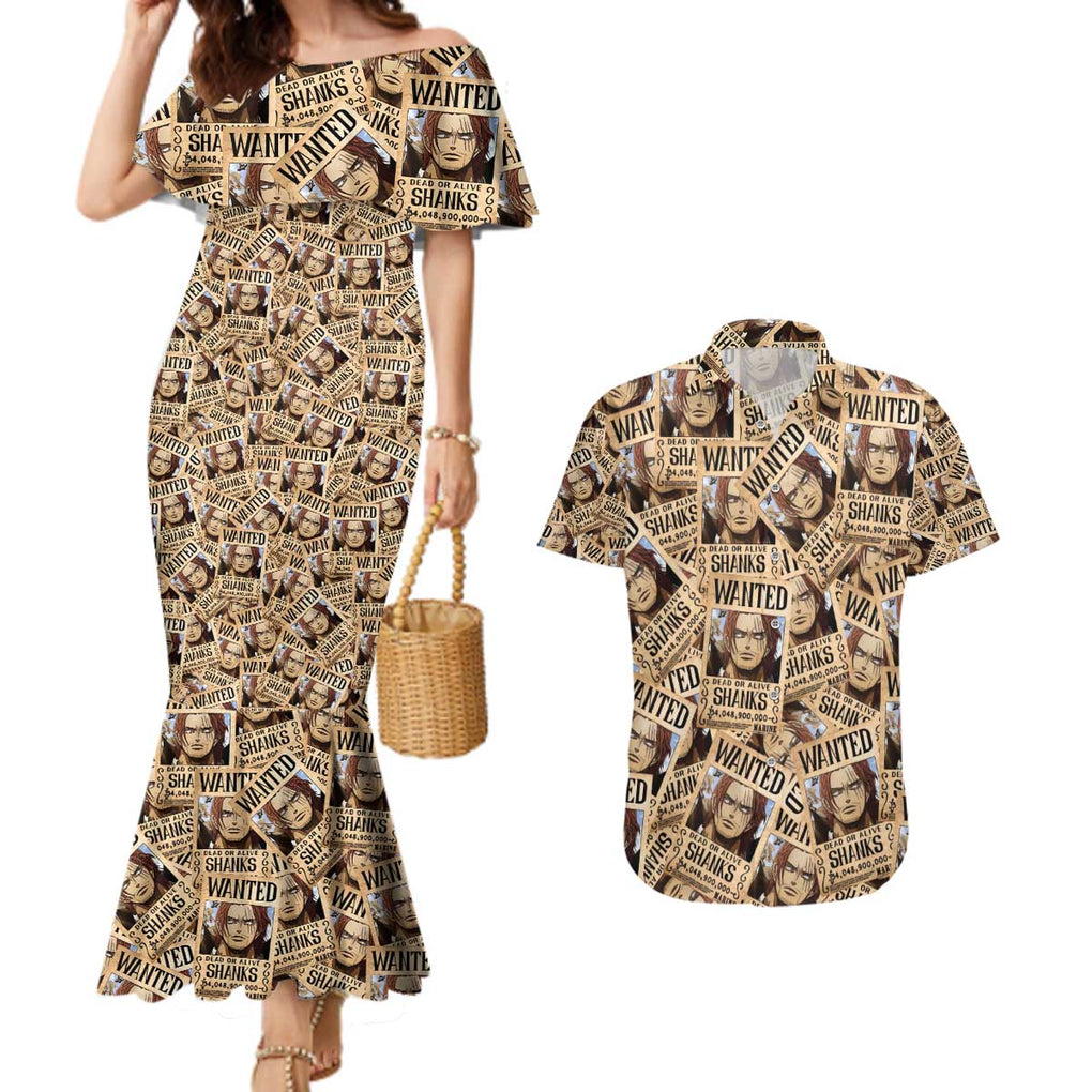 Shank Wanted - One Piece Couples Matching Mermaid Dress and Hawaiian Shirt Anime Style