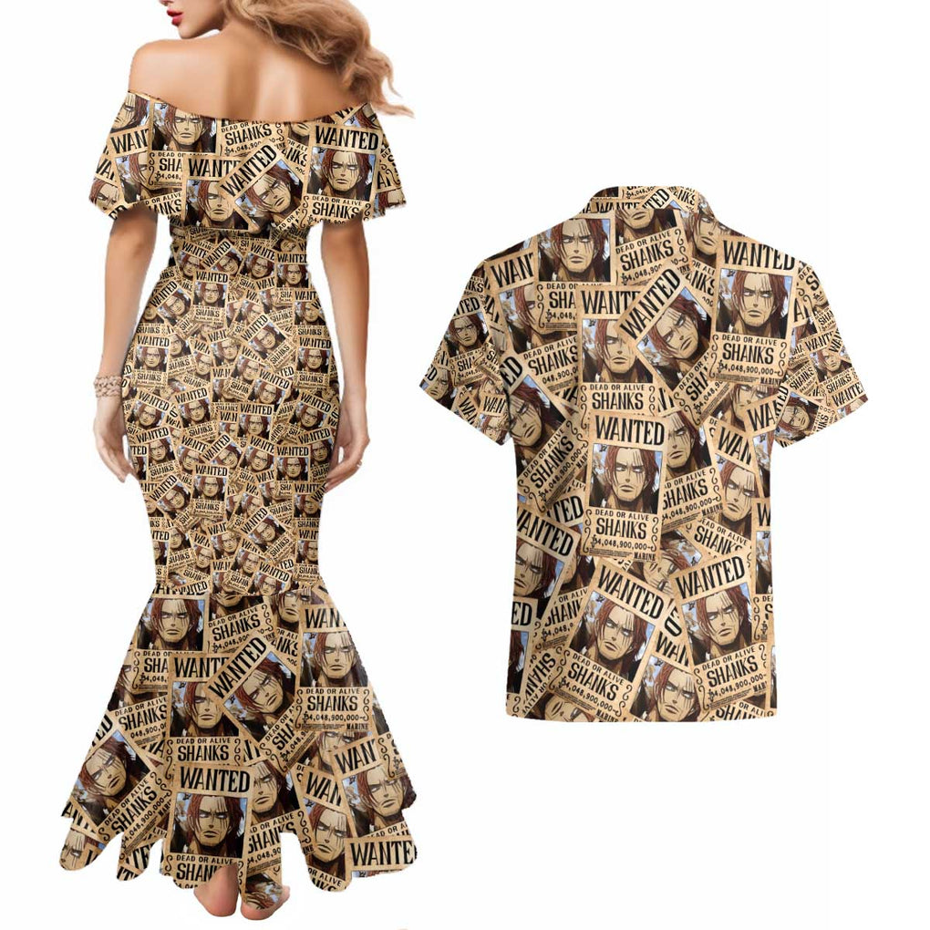 Shank Wanted - One Piece Couples Matching Mermaid Dress and Hawaiian Shirt Anime Style