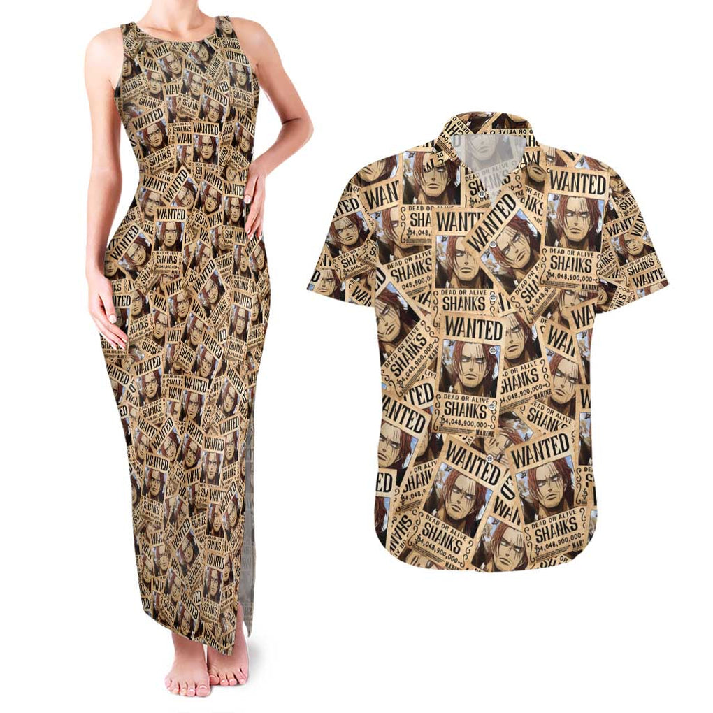 Shank Wanted - One Piece Couples Matching Tank Maxi Dress and Hawaiian Shirt Anime Style