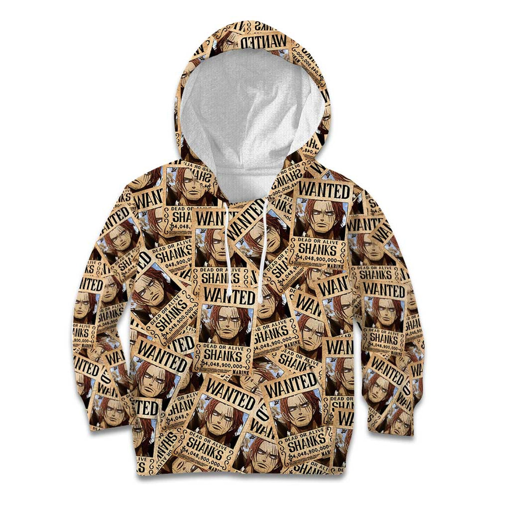 Shank Wanted - One Piece Kid Hoodie Anime Style