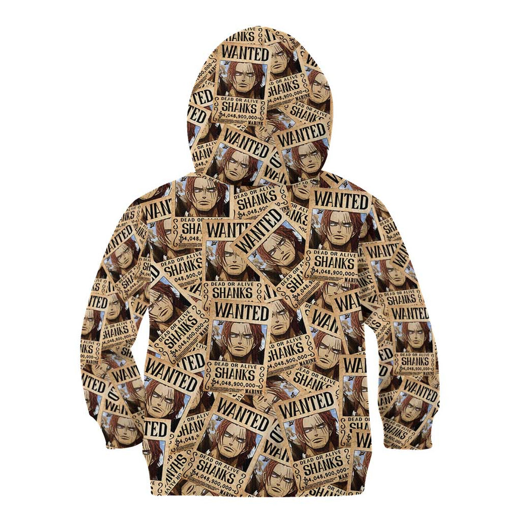 Shank Wanted - One Piece Kid Hoodie Anime Style