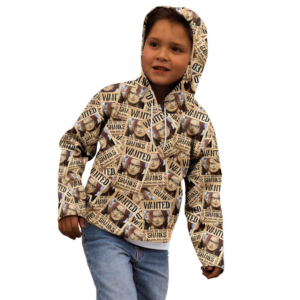Shank Wanted - One Piece Kid Hoodie Anime Style