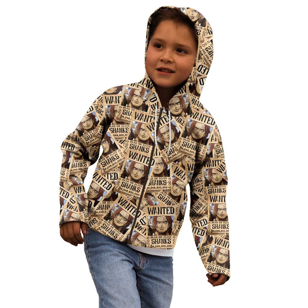 Shank Wanted - One Piece Kid Hoodie Anime Style