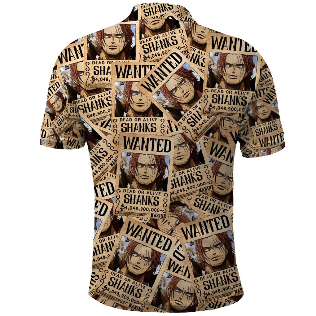 Shank Wanted - One Piece Polo Shirt Anime Style