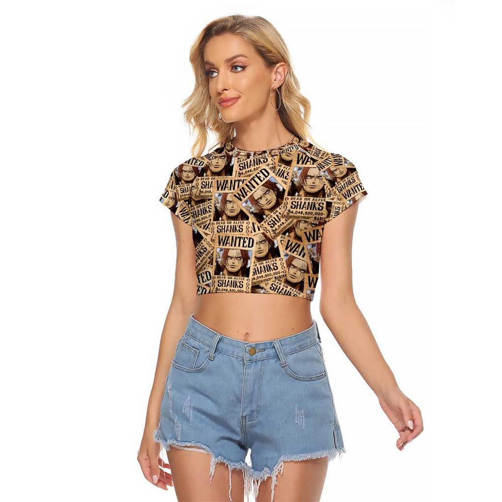Shank Wanted - One Piece Raglan Cropped T Shirt Anime Style