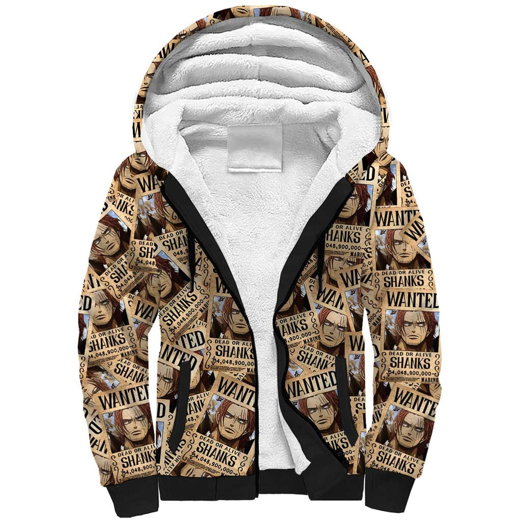 Shank Wanted - One Piece Sherpa Hoodie Anime Style