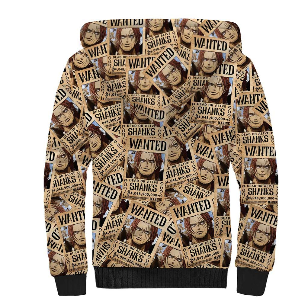 Shank Wanted - One Piece Sherpa Hoodie Anime Style