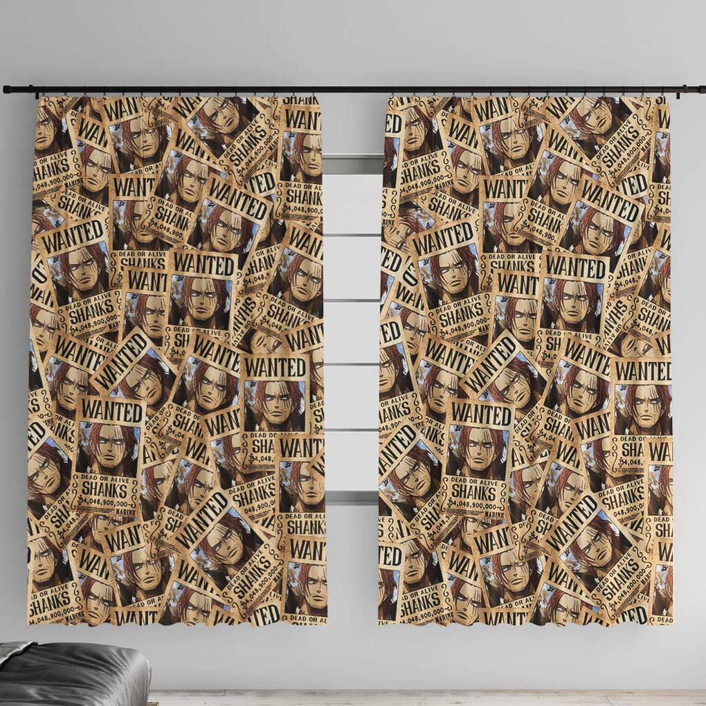 Shank Wanted - One Piece Window Curtain Anime Style
