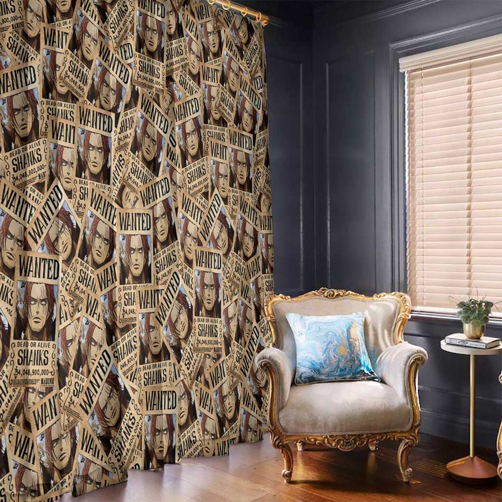 Shank Wanted - One Piece Window Curtain Anime Style