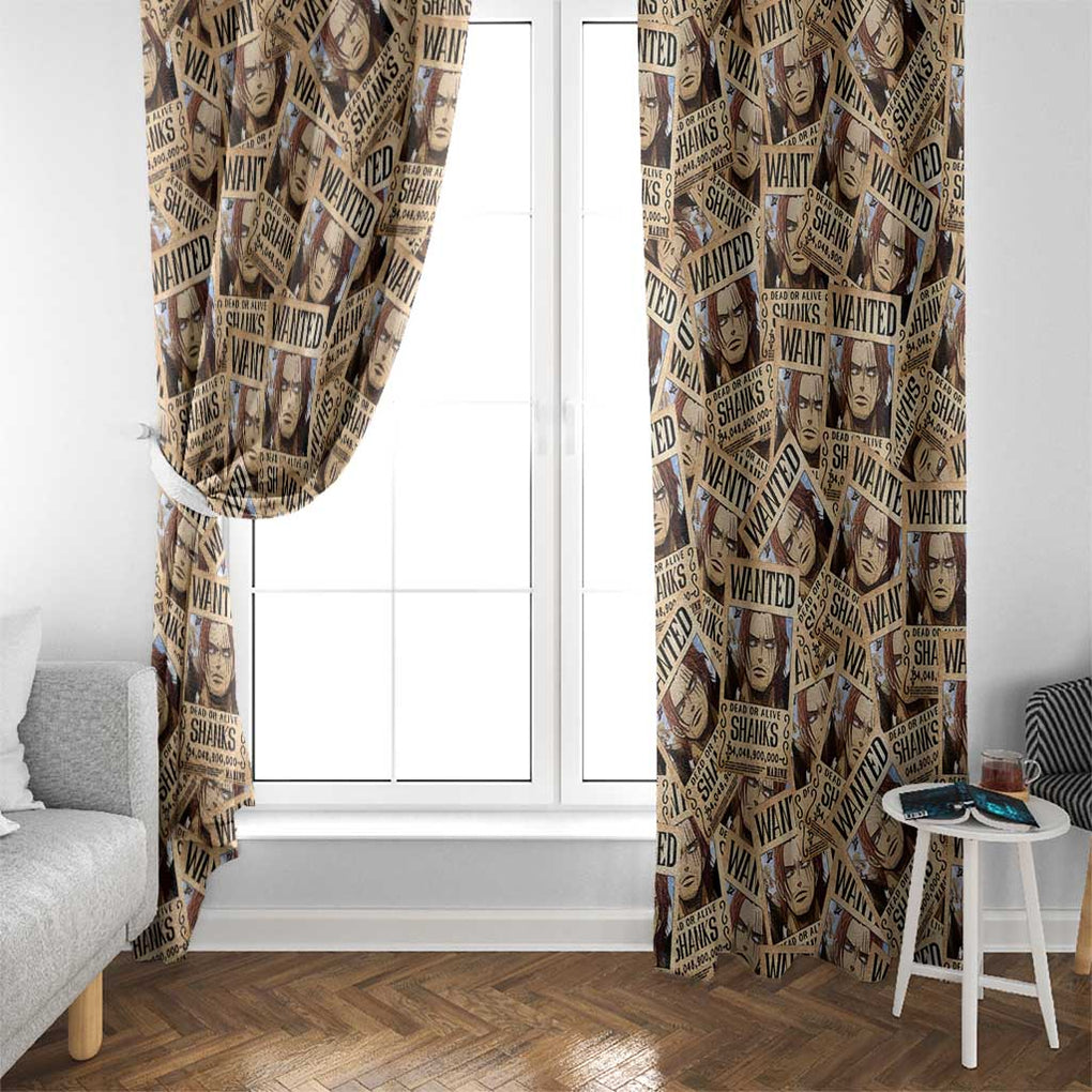 Shank Wanted - One Piece Window Curtain Anime Style