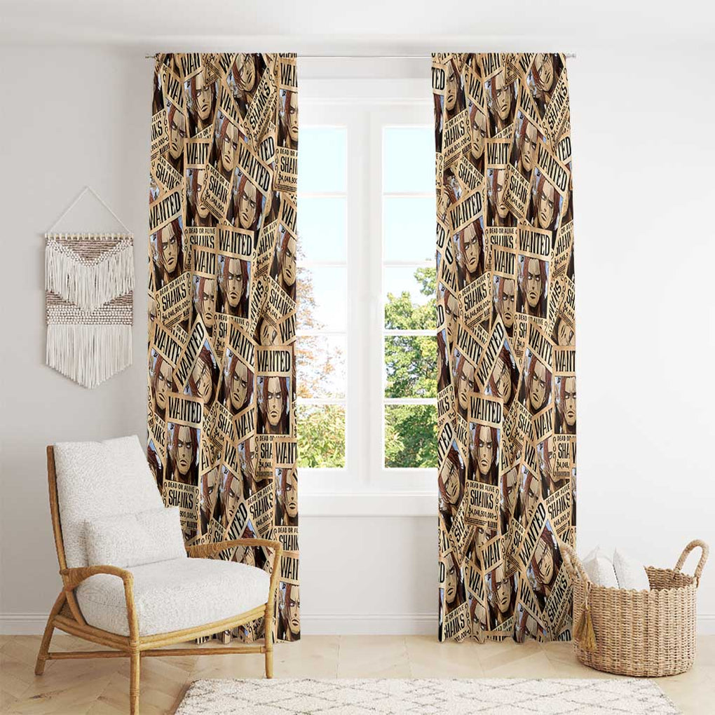 Shank Wanted - One Piece Window Curtain Anime Style