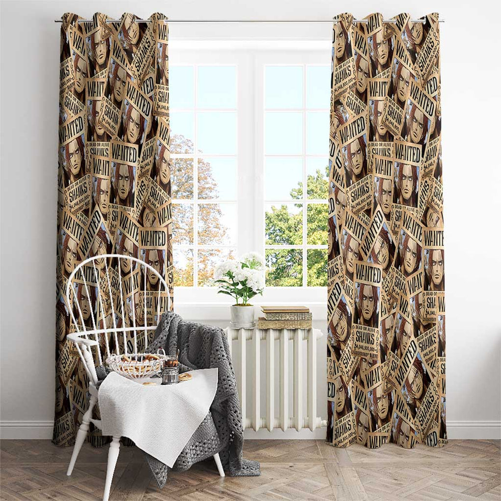 Shank Wanted - One Piece Window Curtain Anime Style