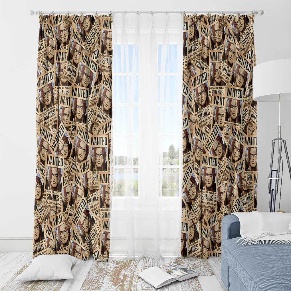 Shank Wanted - One Piece Window Curtain Anime Style