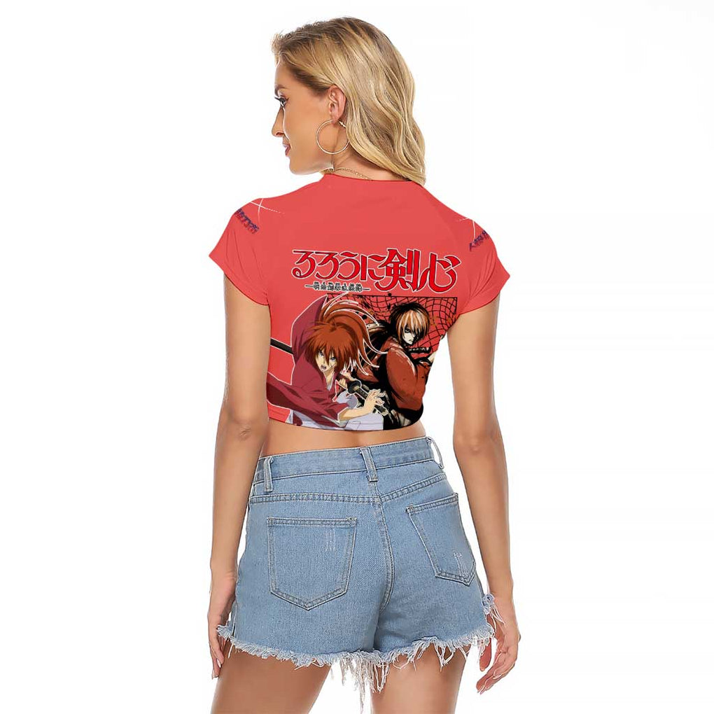 Himura Rurouni Kenshin S Raglan Cropped T Shirt Anime Style