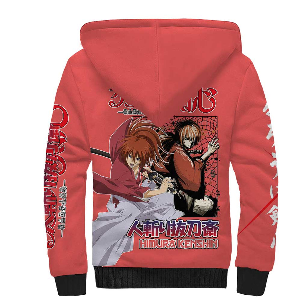 Himura Rurouni Kenshin S Sherpa Hoodie Anime Style
