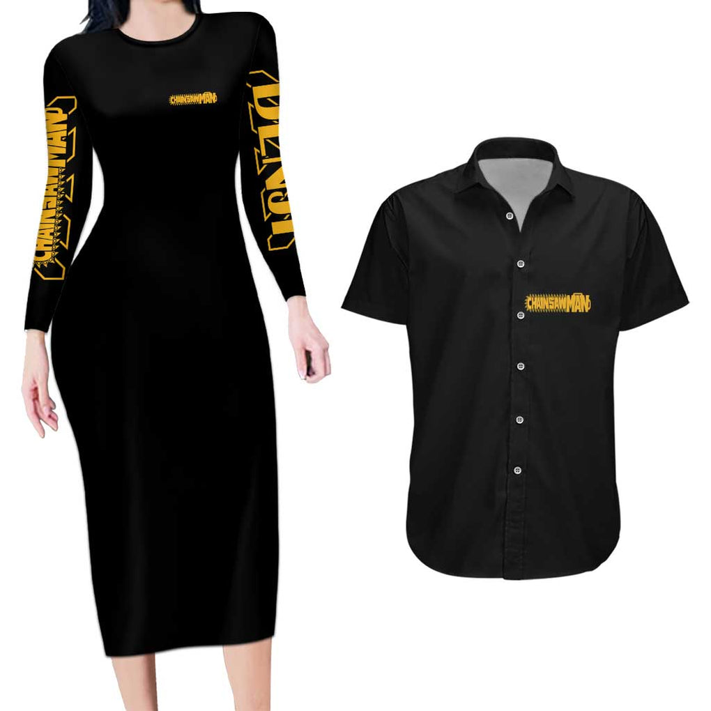 Denji V2 Chainsaw Man Couples Matching Long Sleeve Bodycon Dress and Hawaiian Shirt Anime Style