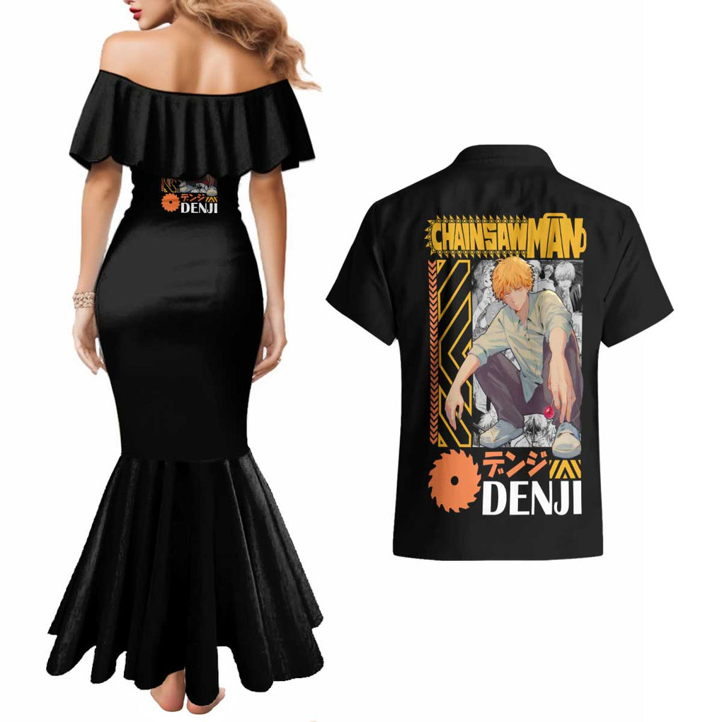 Denji V2 Chainsaw Man Couples Matching Mermaid Dress and Hawaiian Shirt Anime Style