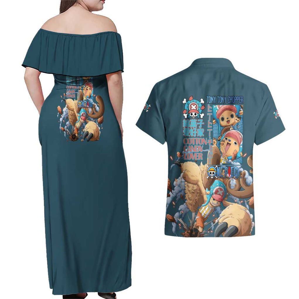Tony Tony Chopper V3 One Piece Couples Matching Off Shoulder Maxi Dress and Hawaiian Shirt Anime Style