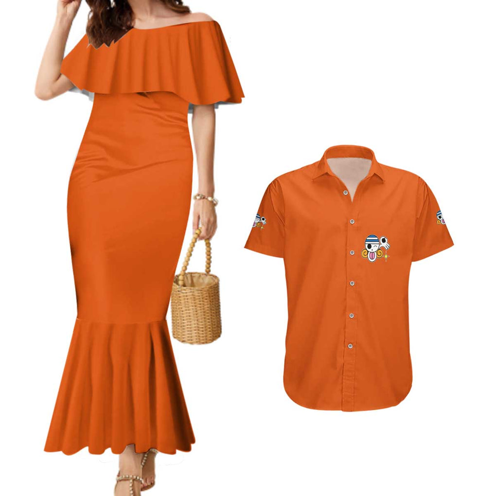 Nami V2 One Piece Couples Matching Mermaid Dress and Hawaiian Shirt Anime Style