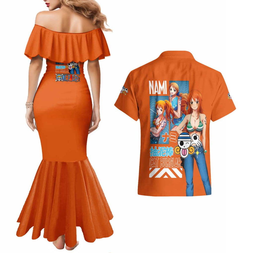 Nami V2 One Piece Couples Matching Mermaid Dress and Hawaiian Shirt Anime Style