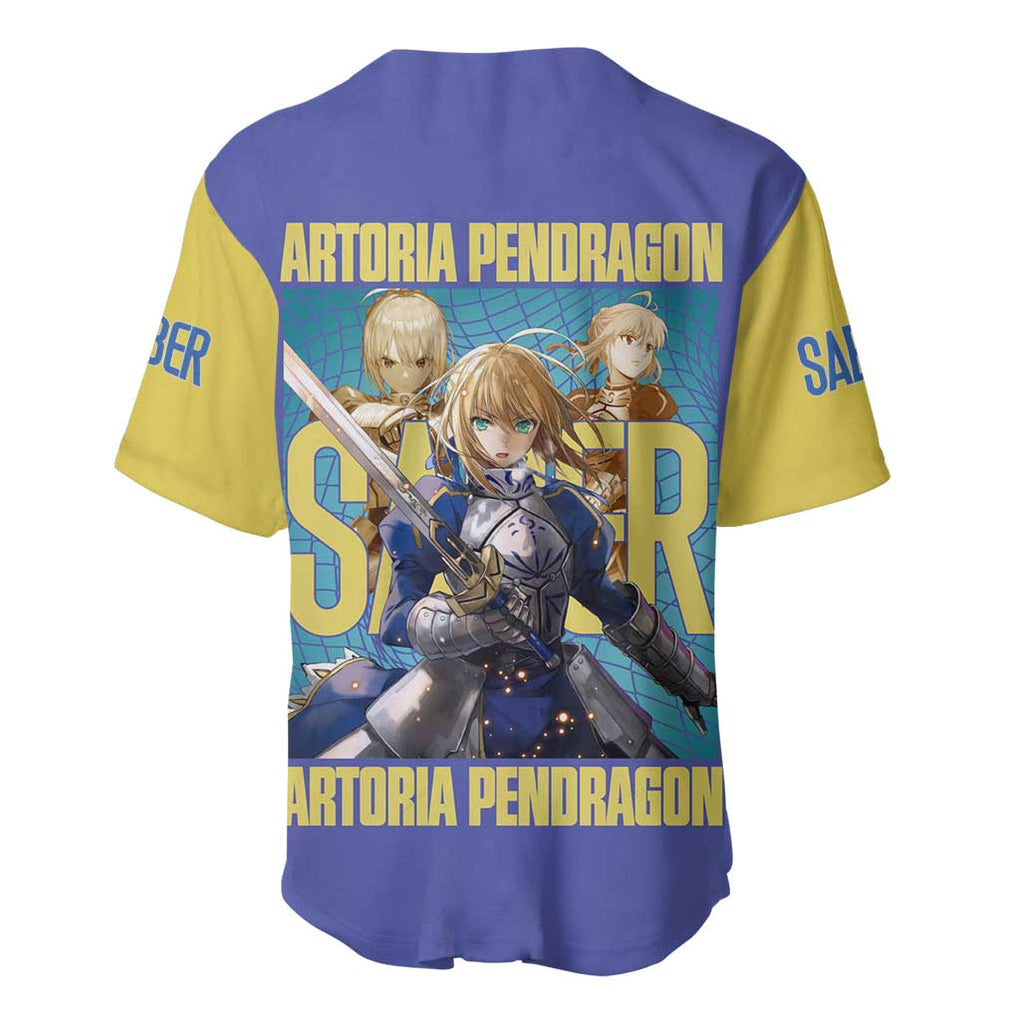 Saber Fate Stay Night Unlimited Blade Works Baseball Jersey Anime Style