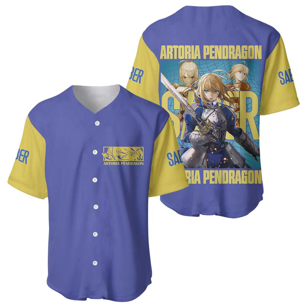 Saber Fate Stay Night Unlimited Blade Works Baseball Jersey Anime Style