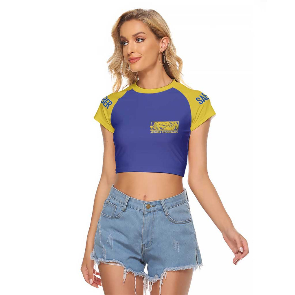 Saber Fate Stay Night Unlimited Blade Works Raglan Cropped T Shirt Anime Style