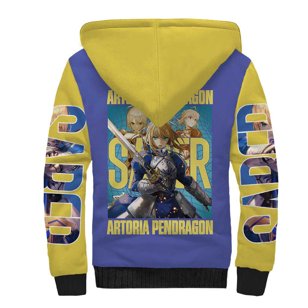 Saber Fate Stay Night Unlimited Blade Works Sherpa Hoodie Anime Style