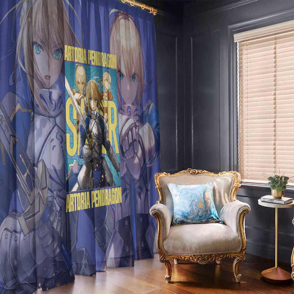 Saber Fate Stay Night Unlimited Blade Works Window Curtain Anime Style