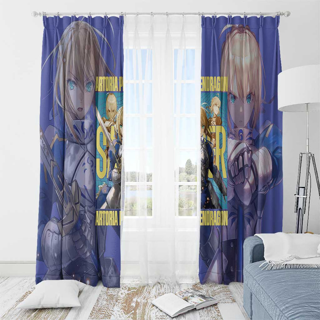 Saber Fate Stay Night Unlimited Blade Works Window Curtain Anime Style