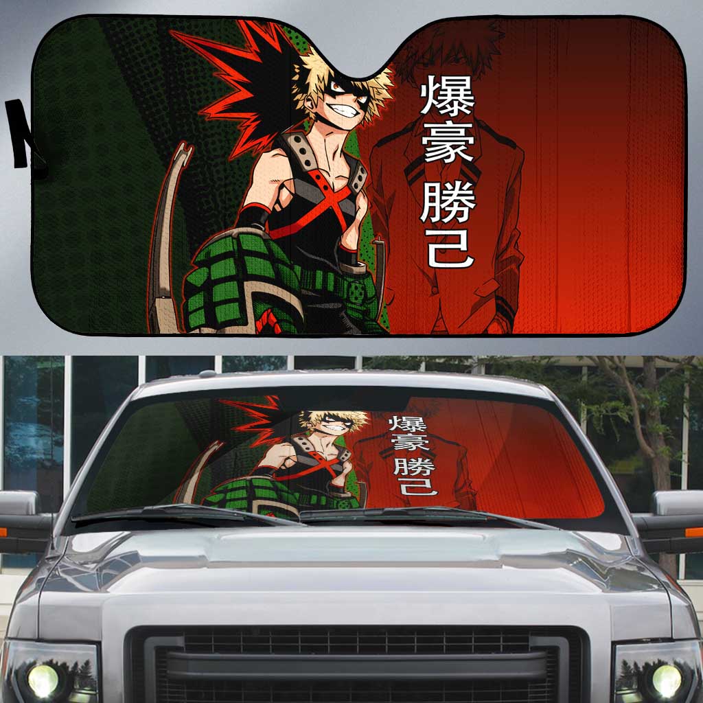 Katsuki Bakugo Dynamight Auto Sun Shade Japanese Comic Book Style