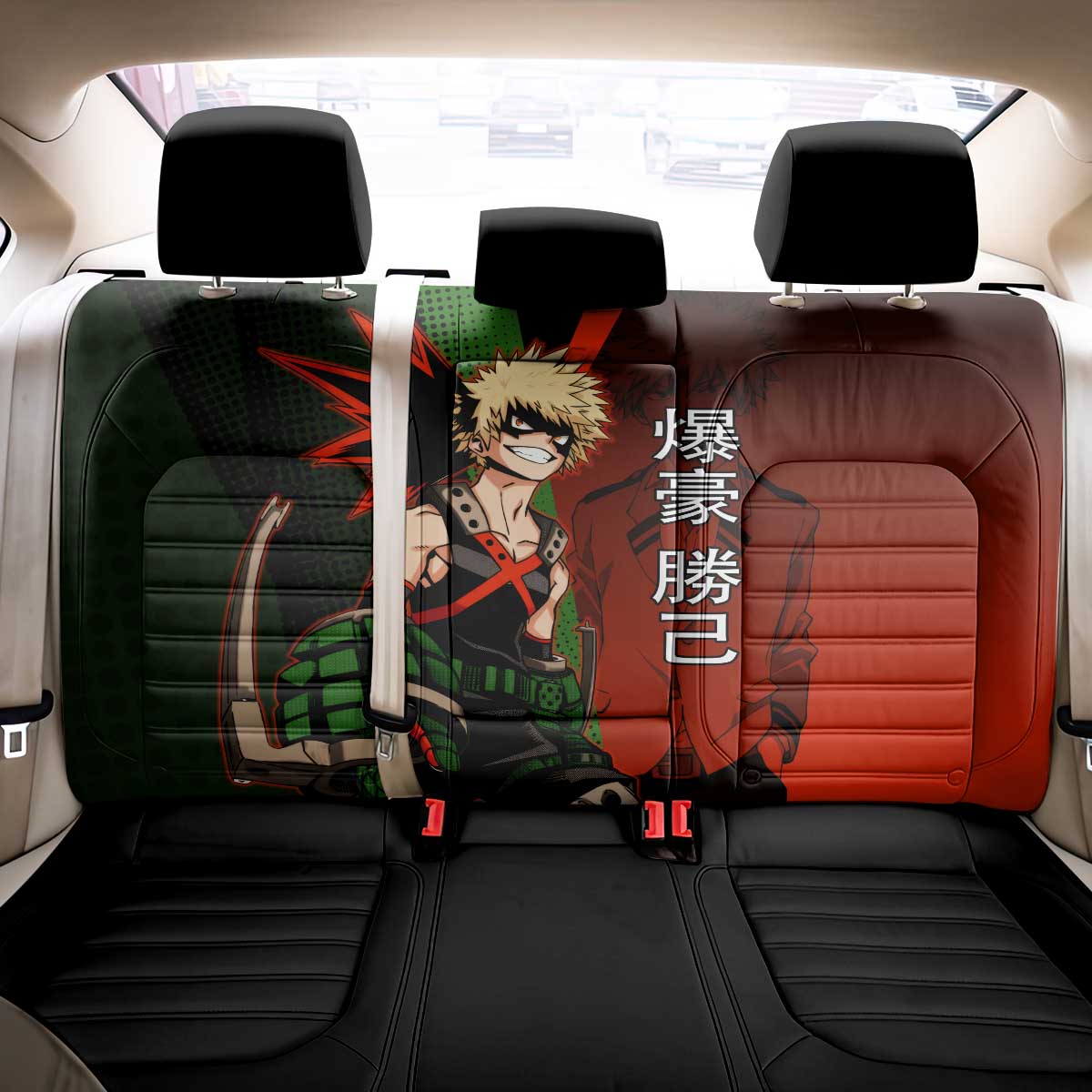 Katsuki Bakugo Dynamight Back Car Seat Cover Japanese Comic Book Style