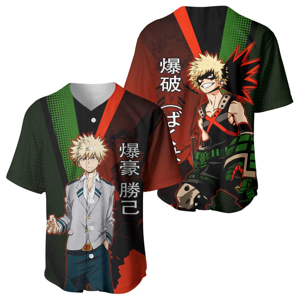 Katsuki Bakugo Dynamight Baseball Jersey Japanese Comic Book Style
