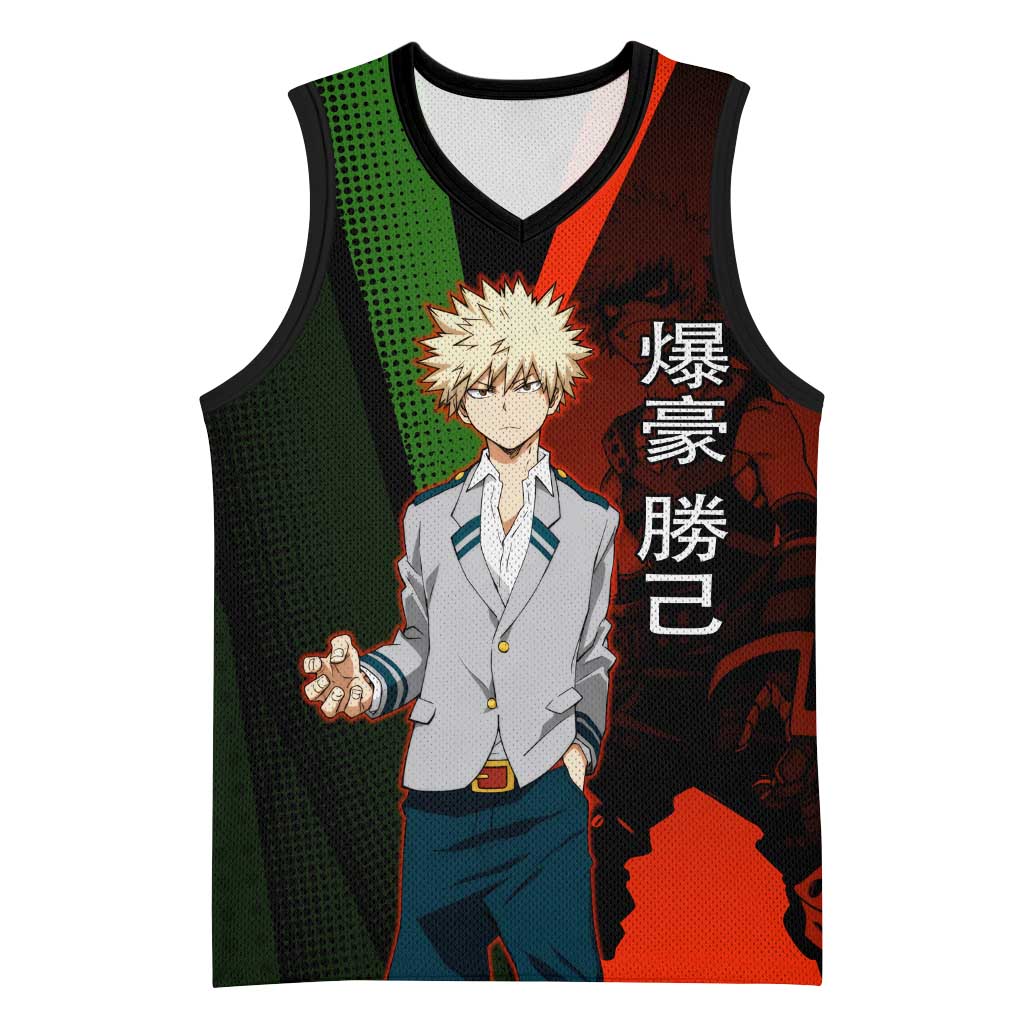 Katsuki Bakugo Dynamight Basketball Jersey Japanese Comic Book Style