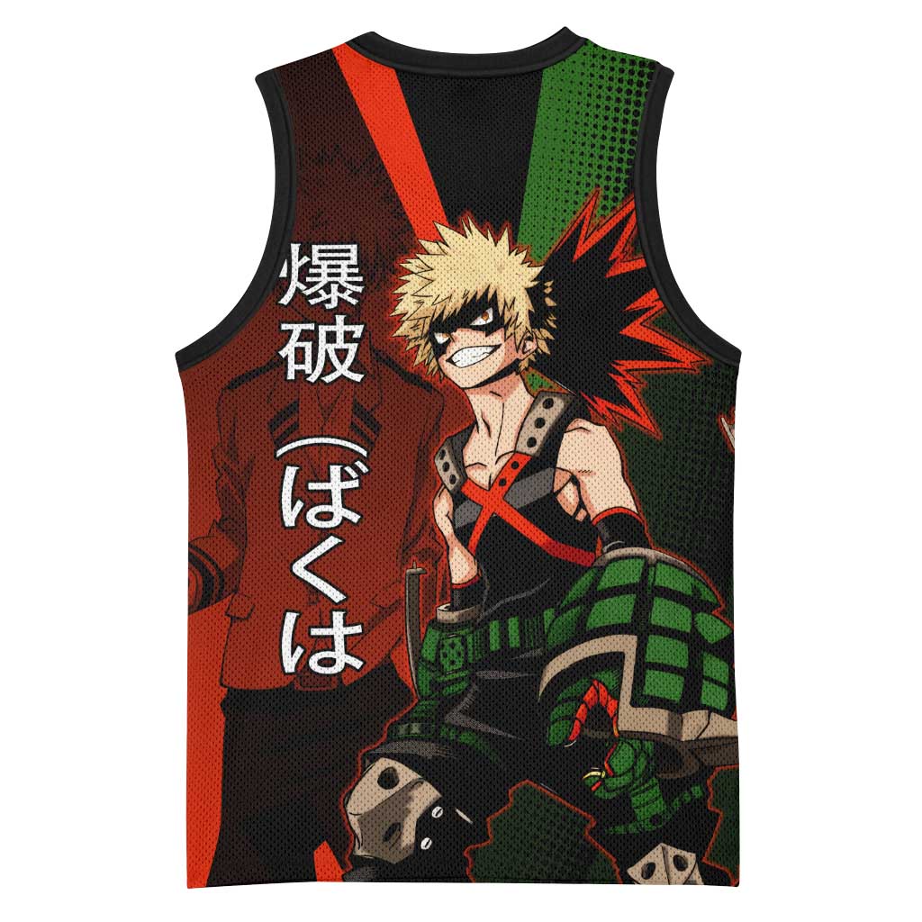 Katsuki Bakugo Dynamight Basketball Jersey Japanese Comic Book Style