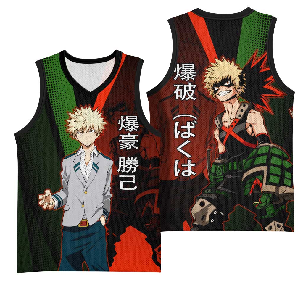 Katsuki Bakugo Dynamight Basketball Jersey Japanese Comic Book Style
