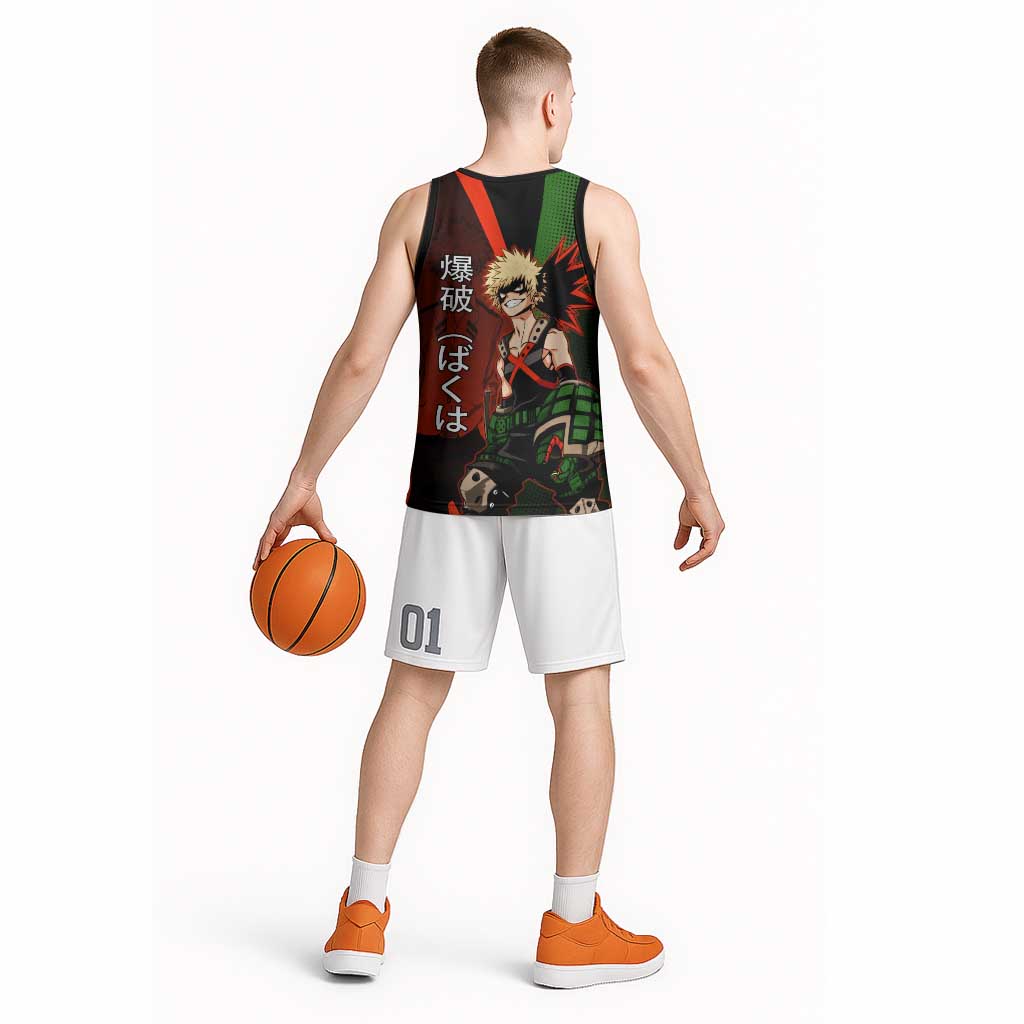 Katsuki Bakugo Dynamight Basketball Jersey Japanese Comic Book Style