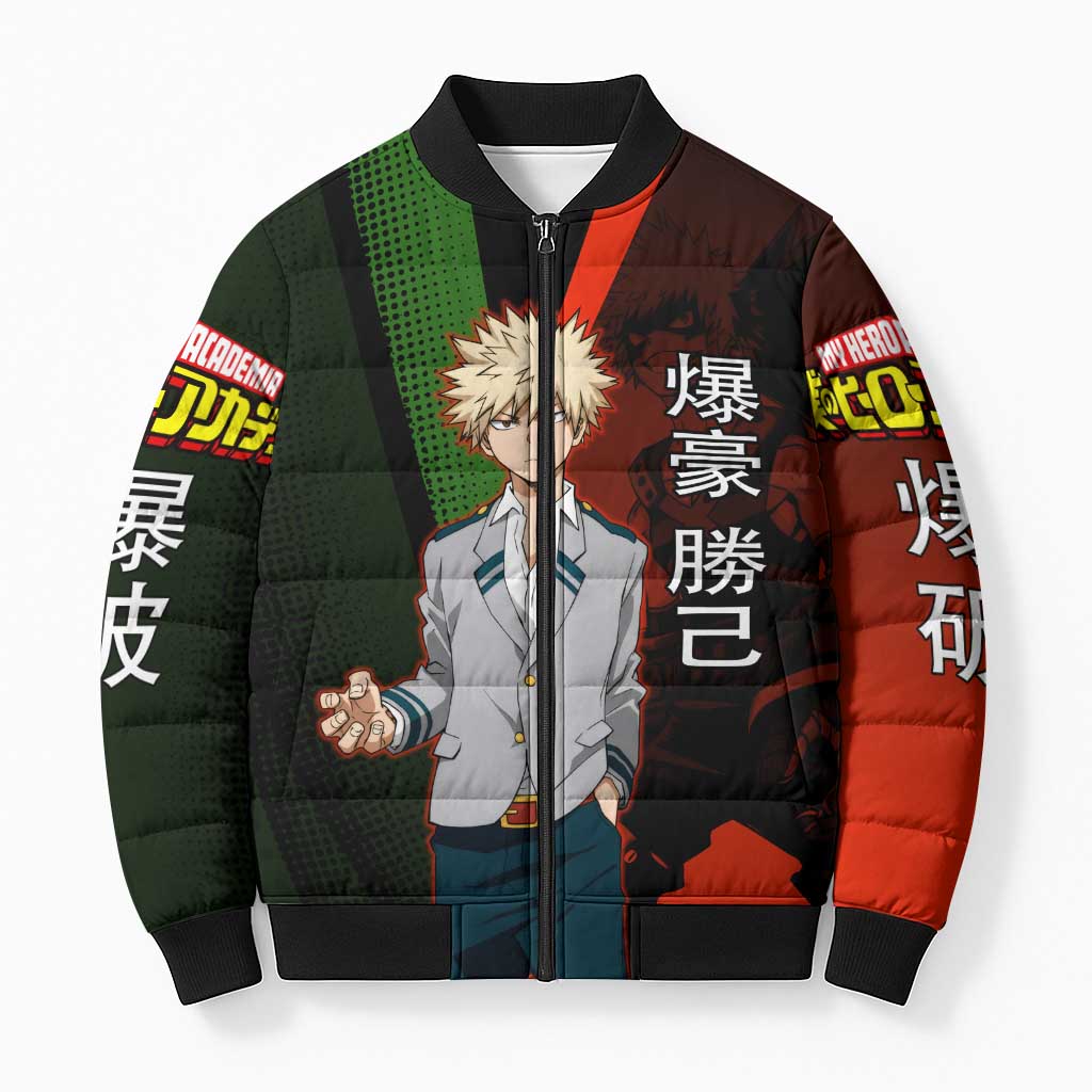 Katsuki Bakugo Dynamight Bomber Puffer Jacket Japanese Comic Book Style