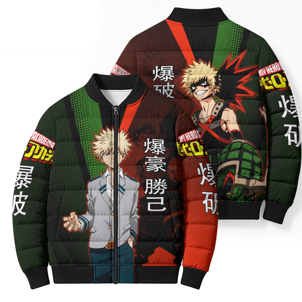 Katsuki Bakugo Dynamight Bomber Puffer Jacket Japanese Comic Book Style