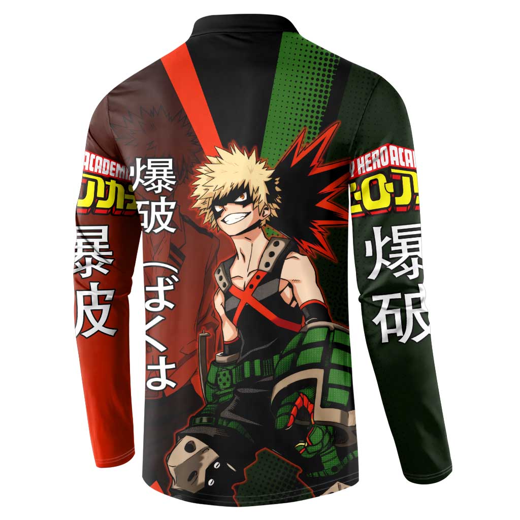 Katsuki Bakugo Dynamight Button Sweatshirt Japanese Comic Book Style