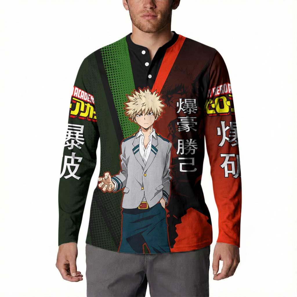 Katsuki Bakugo Dynamight Button Sweatshirt Japanese Comic Book Style