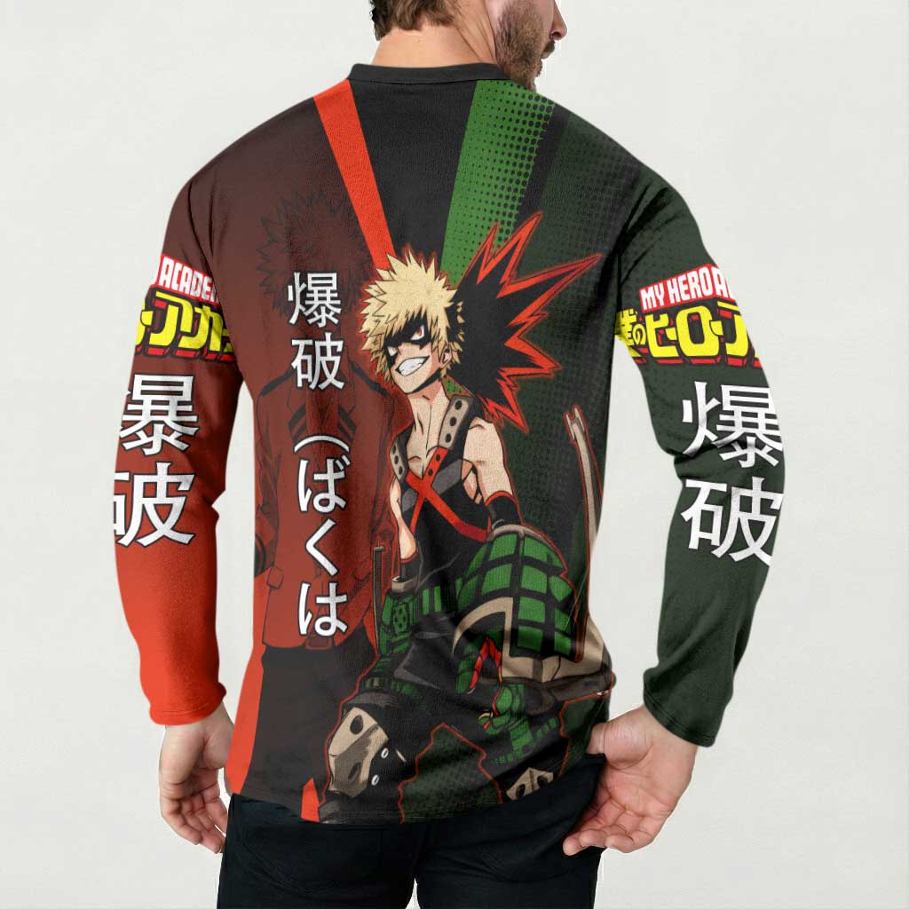Katsuki Bakugo Dynamight Button Sweatshirt Japanese Comic Book Style
