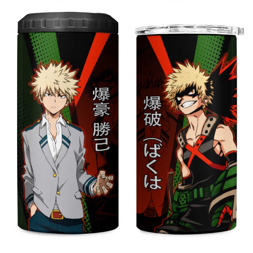 Katsuki Bakugo Dynamight 4 in 1 Can Cooler Tumbler Japanese Comic Book Style