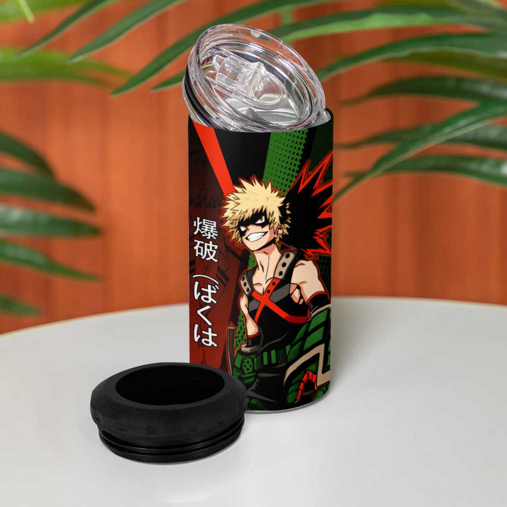 Katsuki Bakugo Dynamight 4 in 1 Can Cooler Tumbler Japanese Comic Book Style