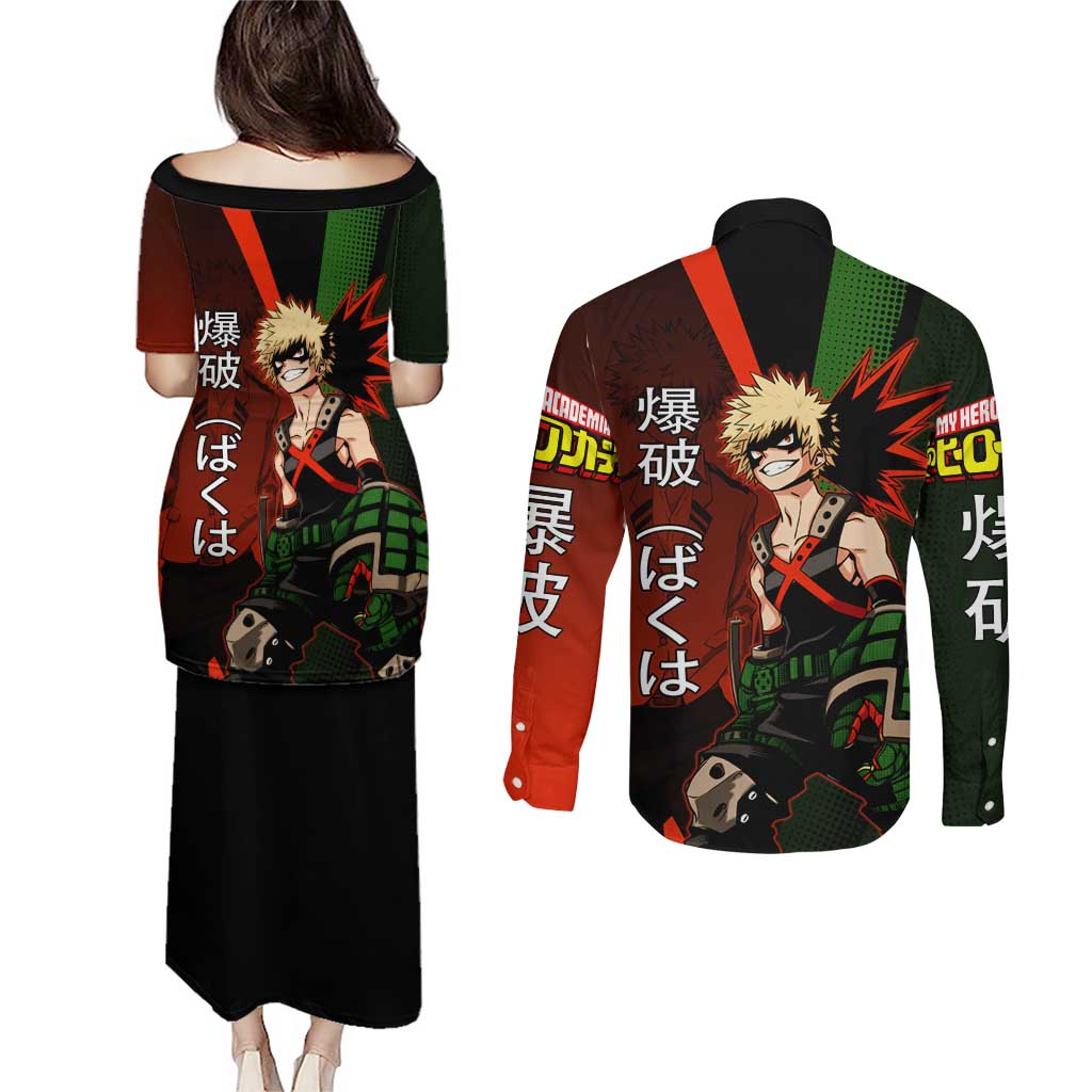 Katsuki Bakugo Dynamight Couples Matching Puletasi and Long Sleeve Button Shirt Japanese Comic Book Style