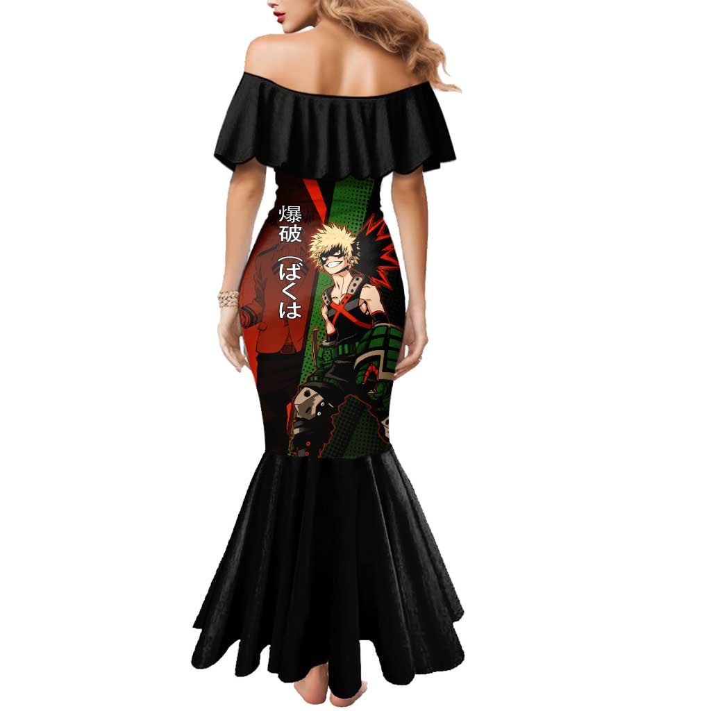 Katsuki Bakugo Dynamight Family Matching Mermaid Dress and Hawaiian Shirt Japanese Comic Book Style